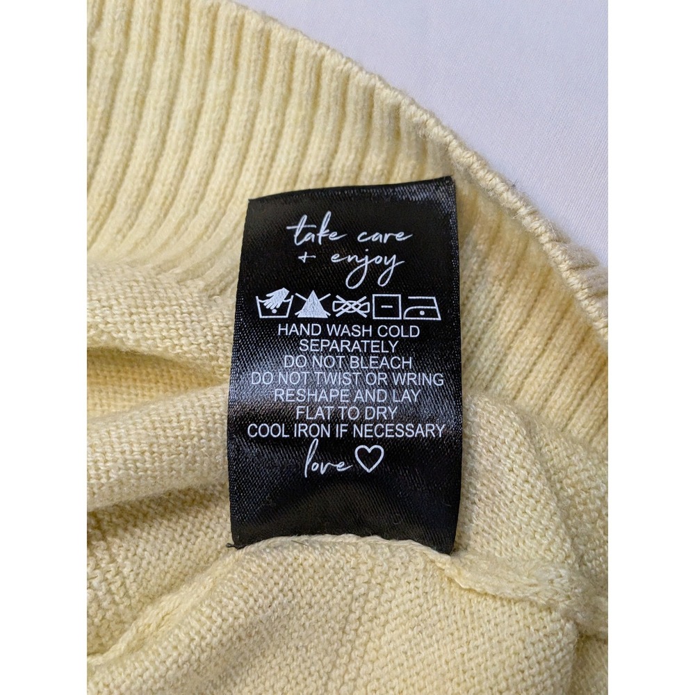 NIC+ZOE Yellow Cotton Cashmere Blend Striped Shoulder Button Sweater Medium - Picture 7 of 7